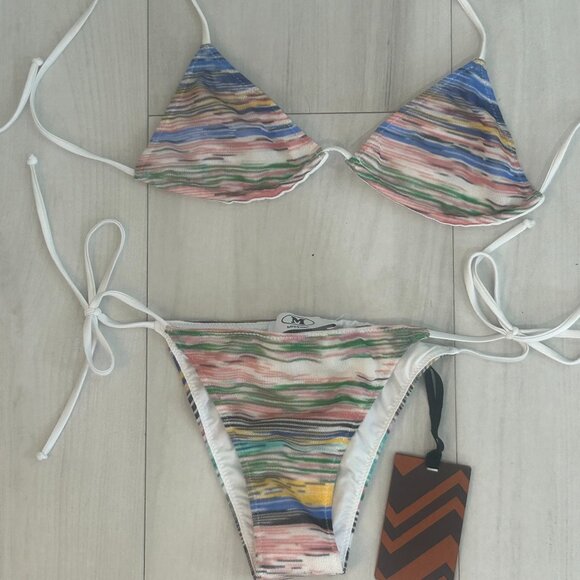 Missoni Stripe 2 Piece Triangle Halter Bikini Size 38/ 40 IT US XS/S NWT - Picture 1 of 4